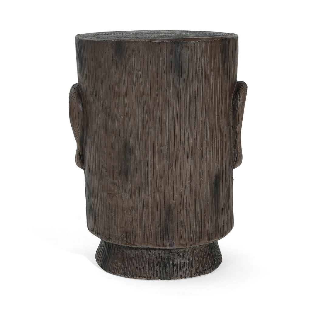 Outdoor Side Table,Easter Island Moai Statue Pedestal End Table Stool,For Home Patio Deck Sunroom Garden Balcony Yard Lawn,Light Grey Color