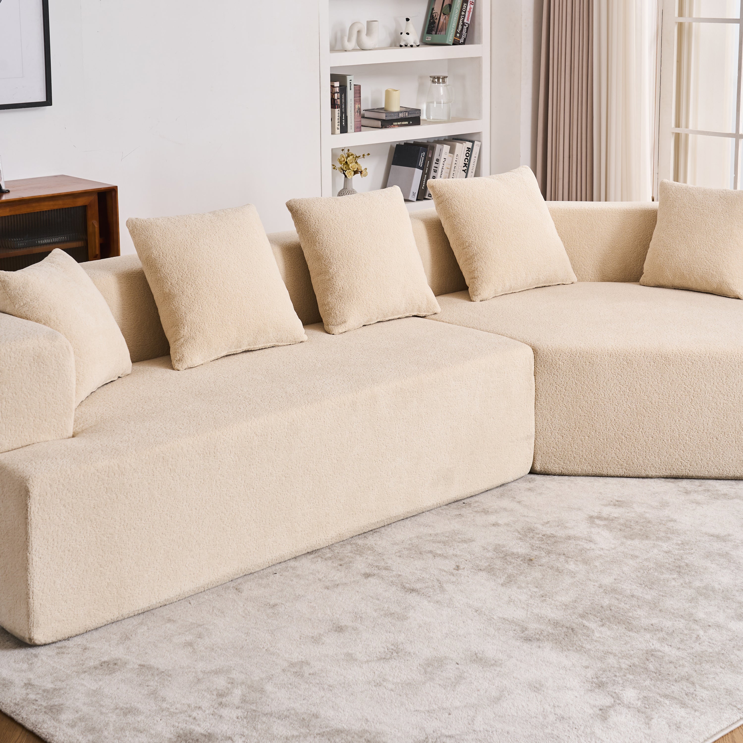 Memory Foam Couch, No Installation & Easy to Transport, Deep Seat Modern Sofa with Chenille Fabric, Couch for Living Room, Bedroom, Apartment, Home Office