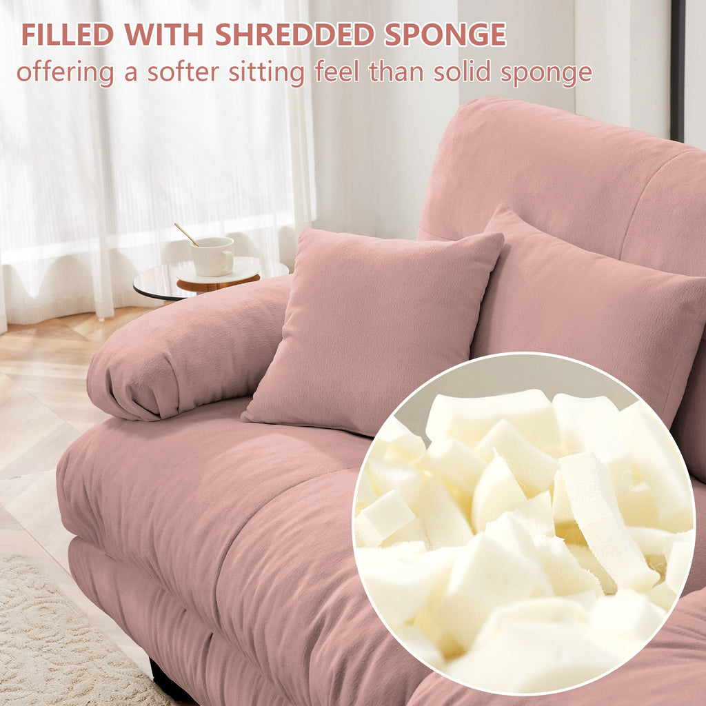 Free Combination Modular Sectional Sofa,U Shaped Couch for Living Room, 4-Seater Comfy Cloud Couch with 2 Ottomans, Chenille Pink