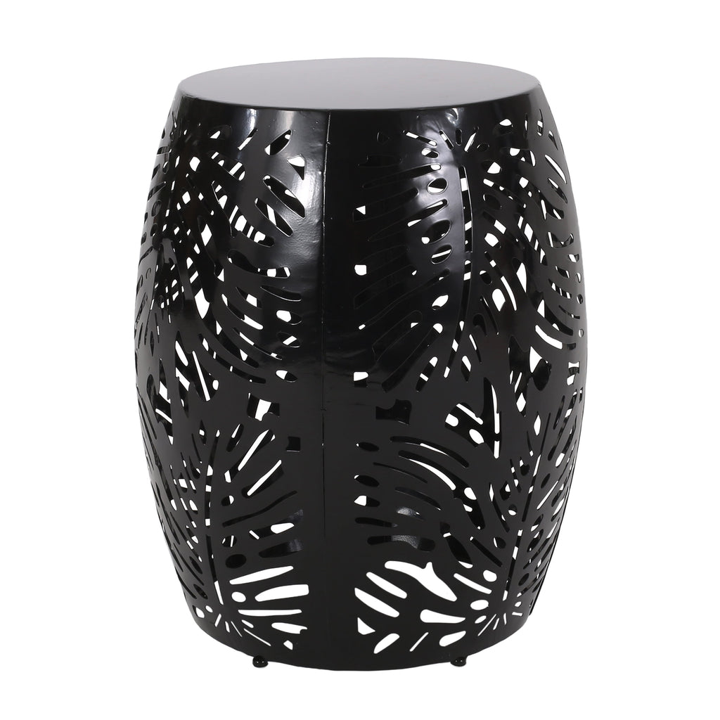Modern Metal End Table - Large Decorative Accent Table Black Iron 16.50' x 16.50' x 20.50'