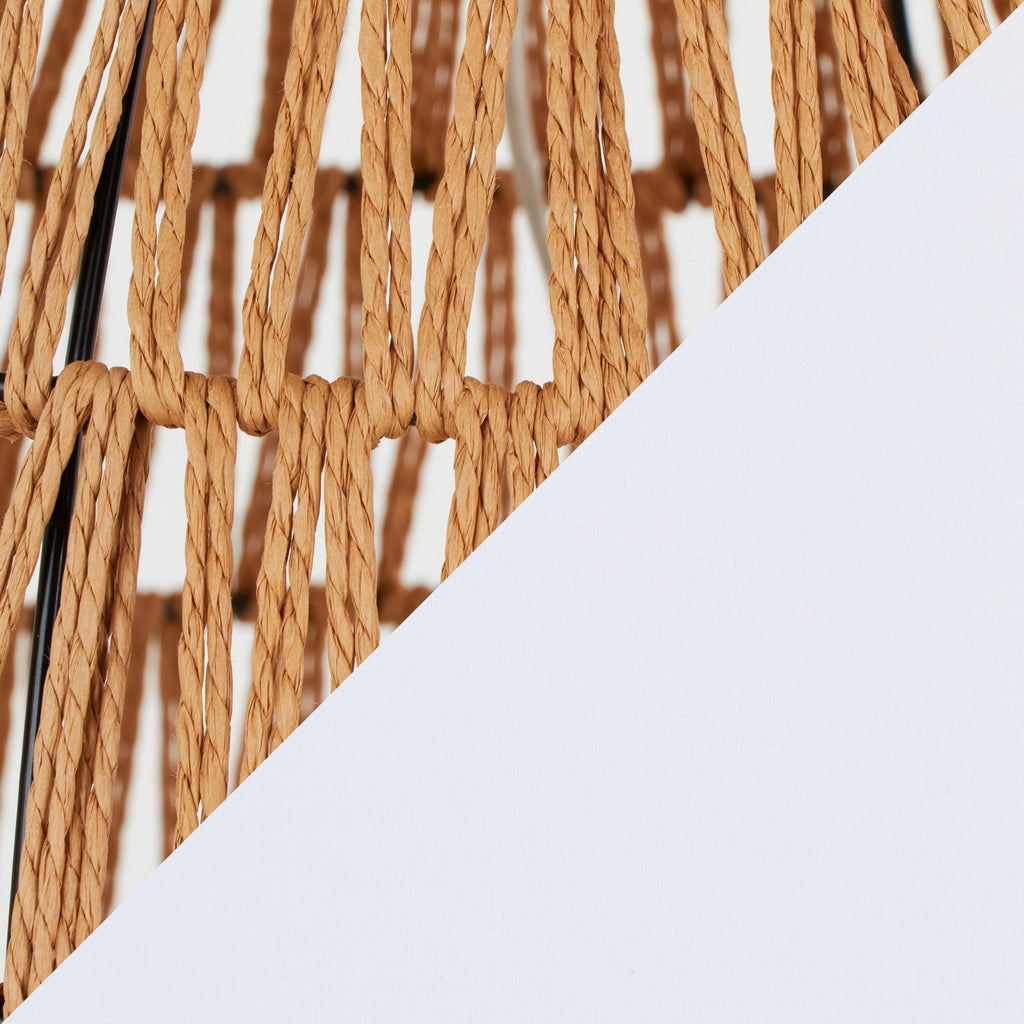 Congo 29' Contemporary Rattan Table Lamp in Natural Rope Rattan, Matte Black Metal and White Linen Shade from Grandview Gallery by LumiSource