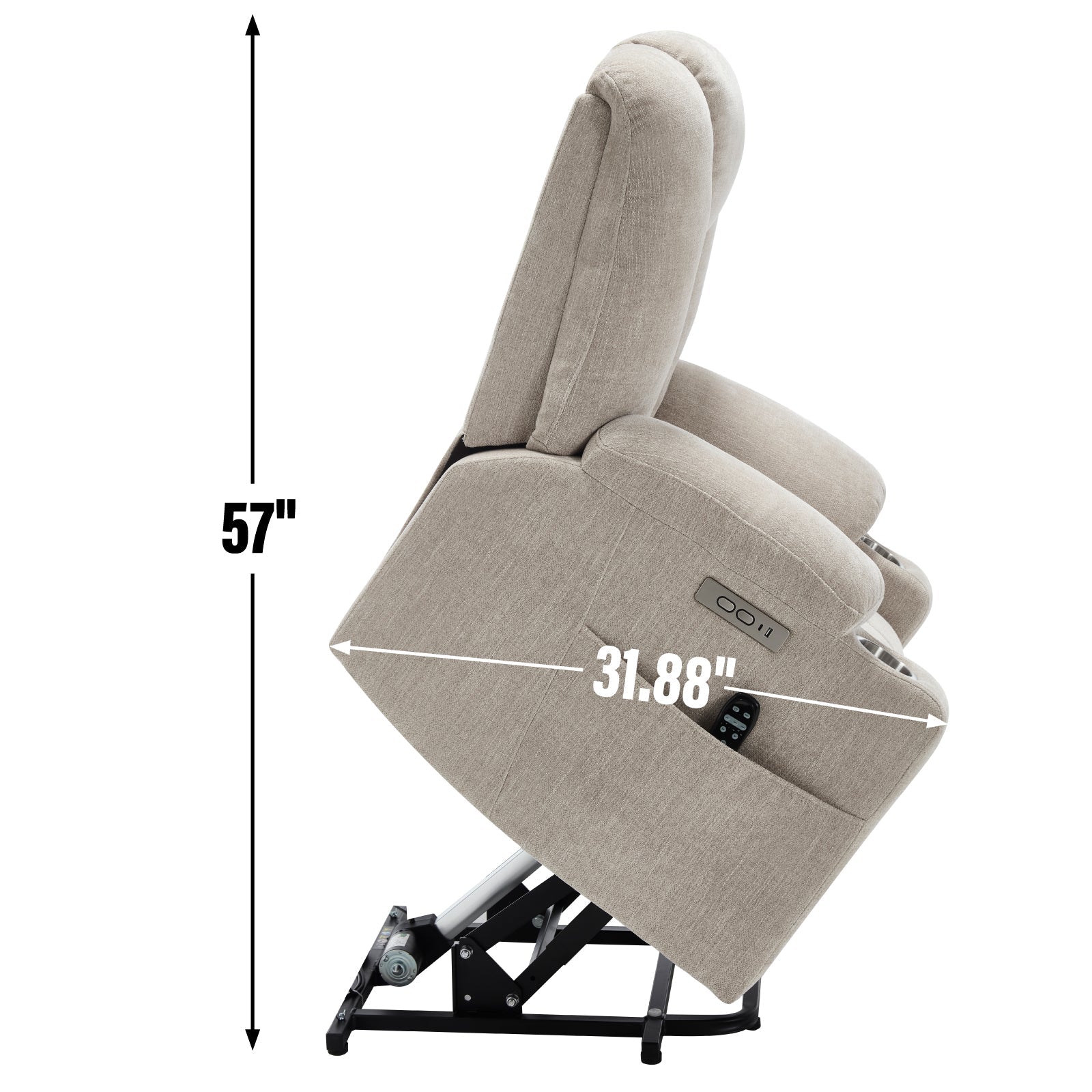 Power Lift Recliner Chair with Massage and Heat for Elderly, Overstuffed Wide Recliners, Heavy Duty Motion Mechanism with USB and Type C Ports, 2 Steel Cup Holders, Beige