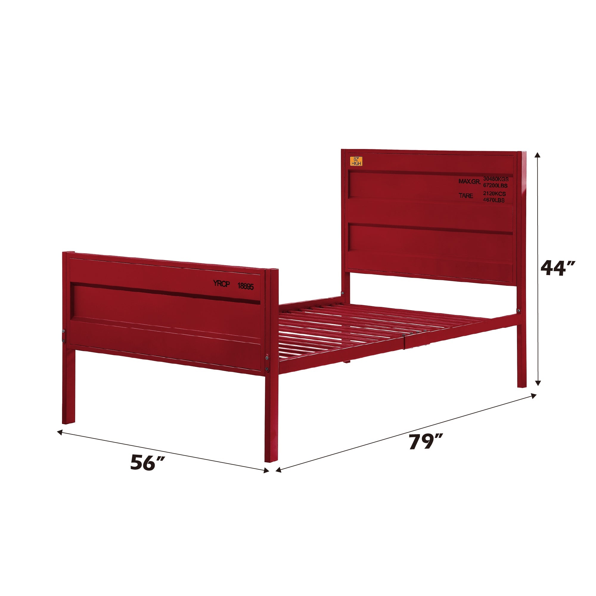 Cargo Red Finish Full Bed