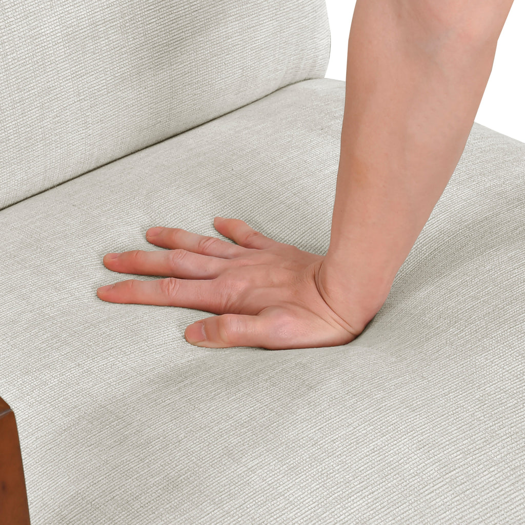 Ultra-Modern Accent Chair Beige Fabric Foam Seat Cushion Solid Wood Luxury Living Room Furniture 1pc