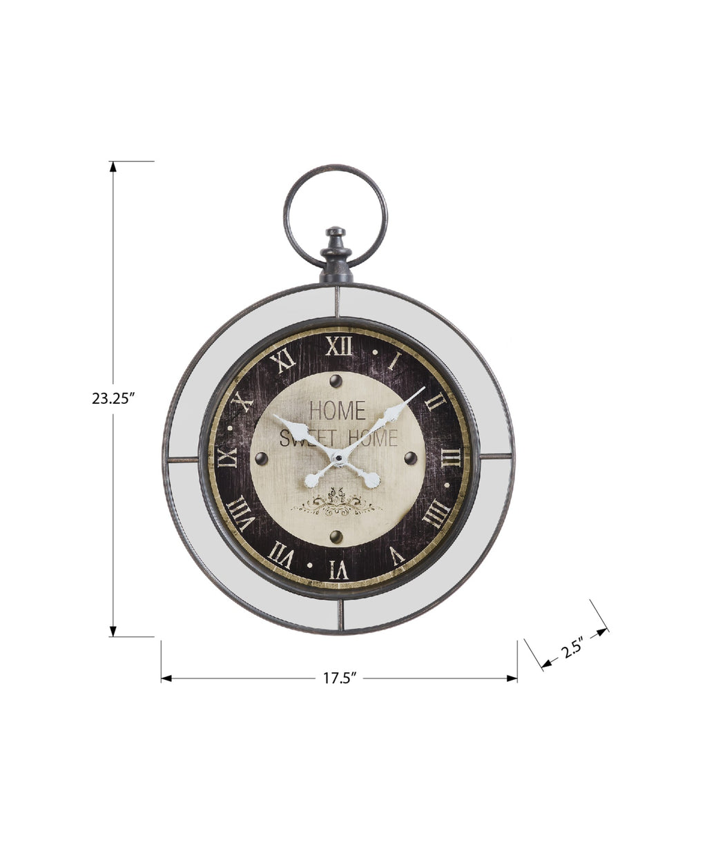 Clocks, 18' Round, Wall Clock, Brown, Mirror, Transitional