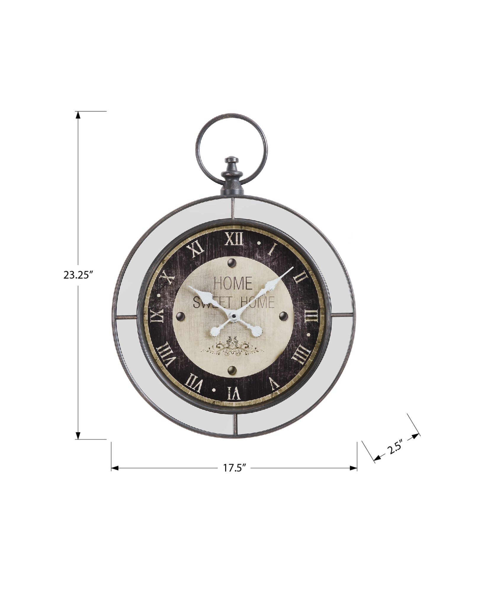 Clocks, 18' Round, Wall Clock, Brown, Mirror, Transitional
