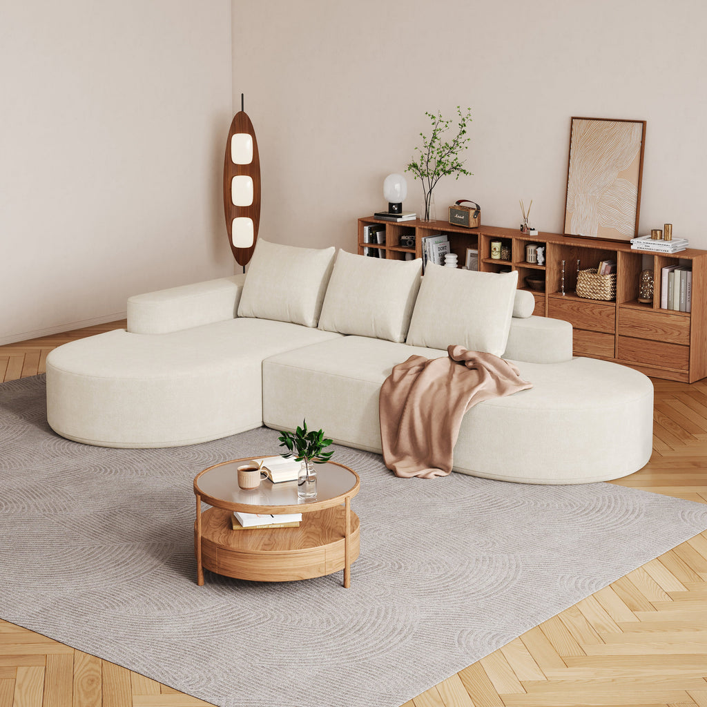 Modern Curved sofa ,Chenille Upholstered Sectional Sofa Couch Set,Modular 108.5' L Shaped Sectional Living Room Sofa Set With 3 Pillows,Free Combination Sofa Couch for Living Room,Bedroom