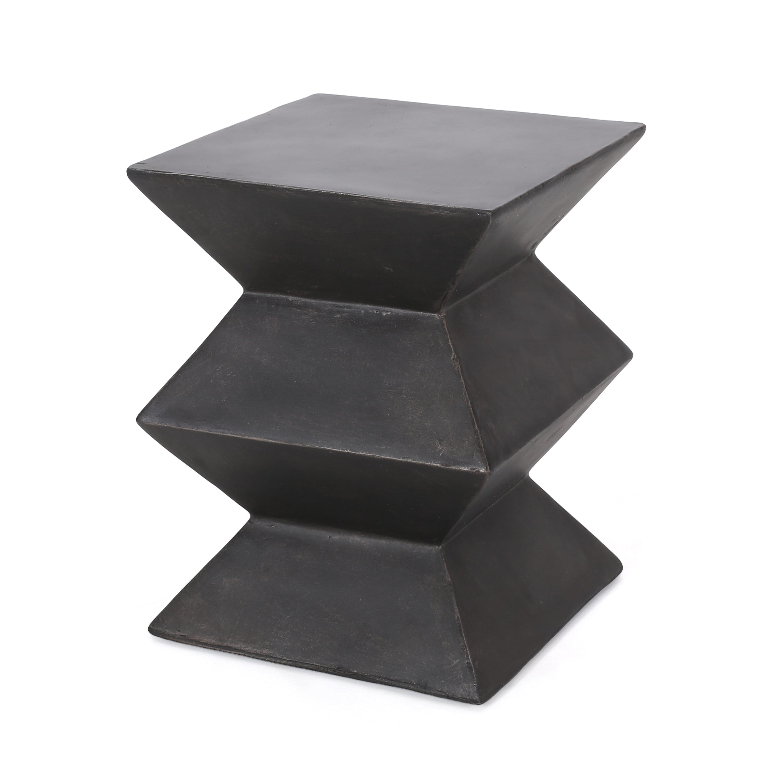 Modern Outdoor Lightweight Concrete Side Table with Geometric Design in Copper