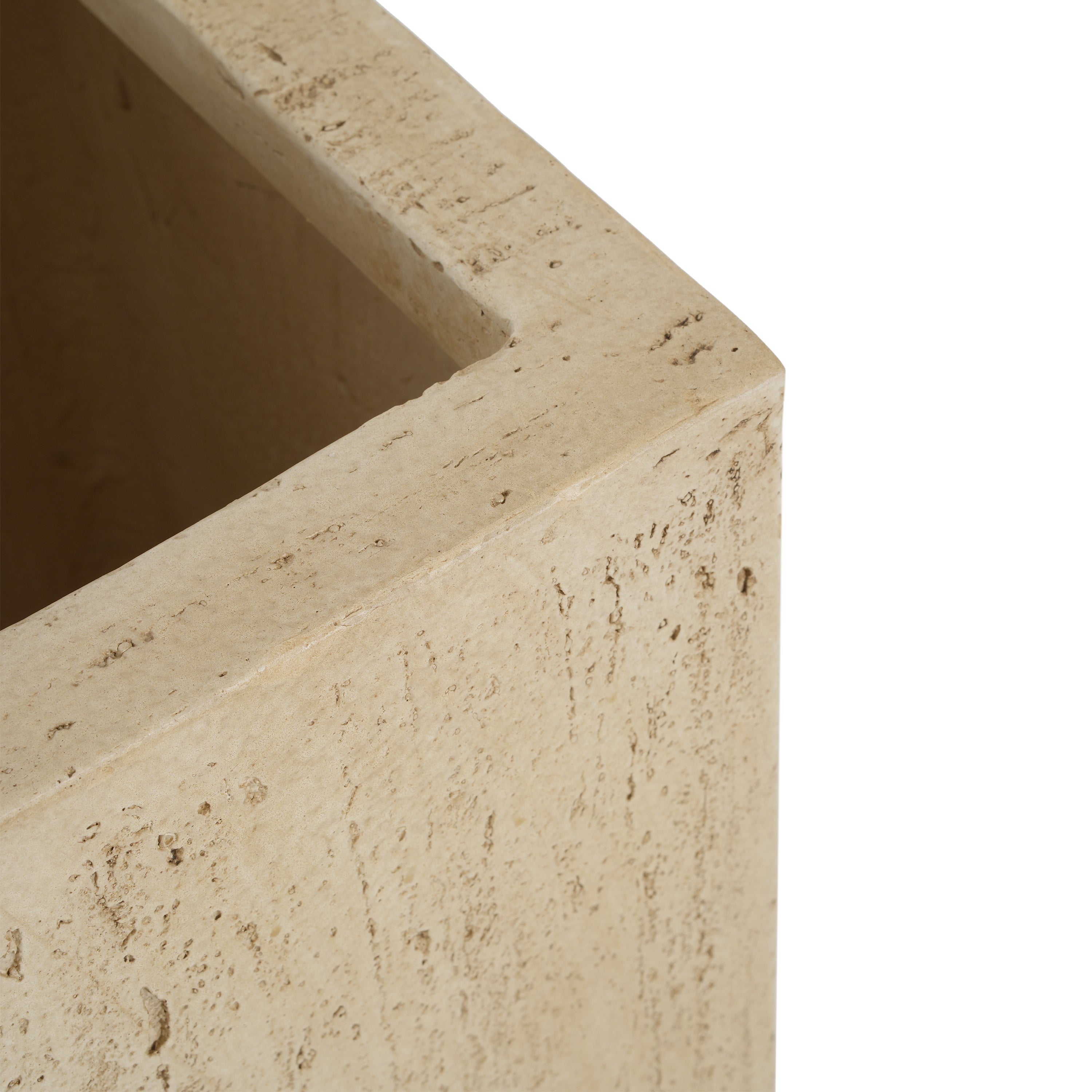 Handmade Travertine Planter Box, Antique Brown, Magnesium Oxide, 19.75'H