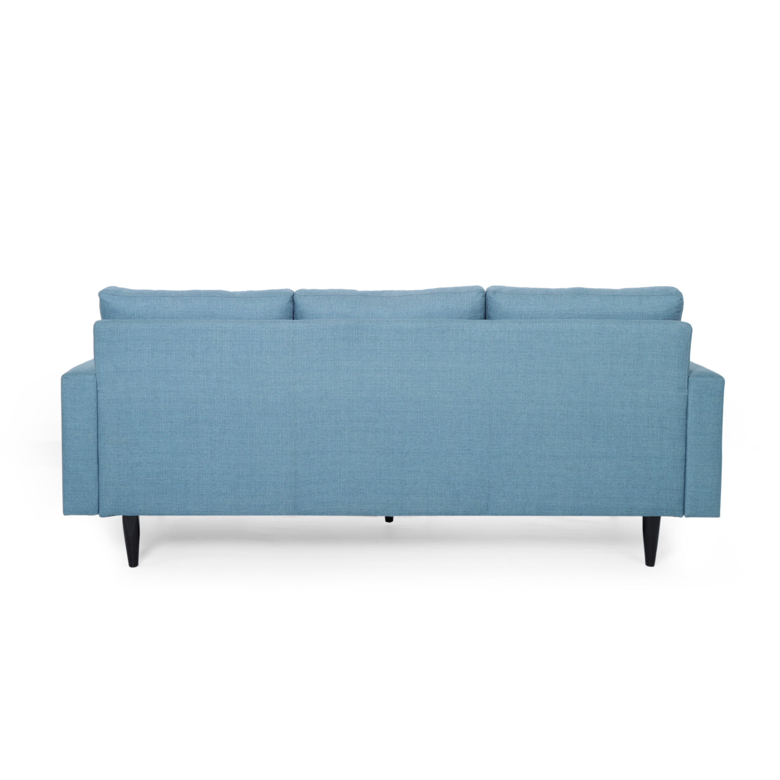 Jenny Contemporary Tufted Fabric 3-Seater Sofa, Blue, Rubberwood Frame, 82.75' Length