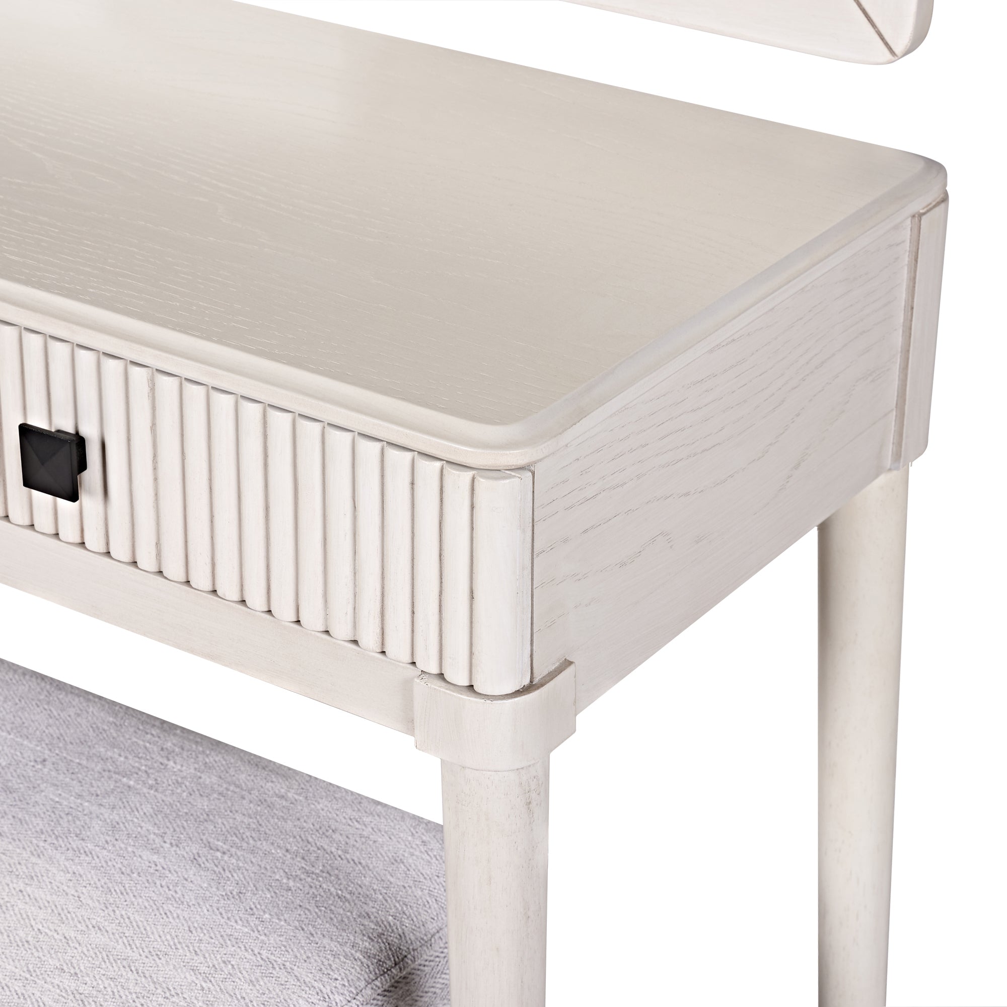 Modern Vanity Desk with Mirror, Adult Makeup Table Set with Stool, Home Office Desk, 2 Large Drawers, White