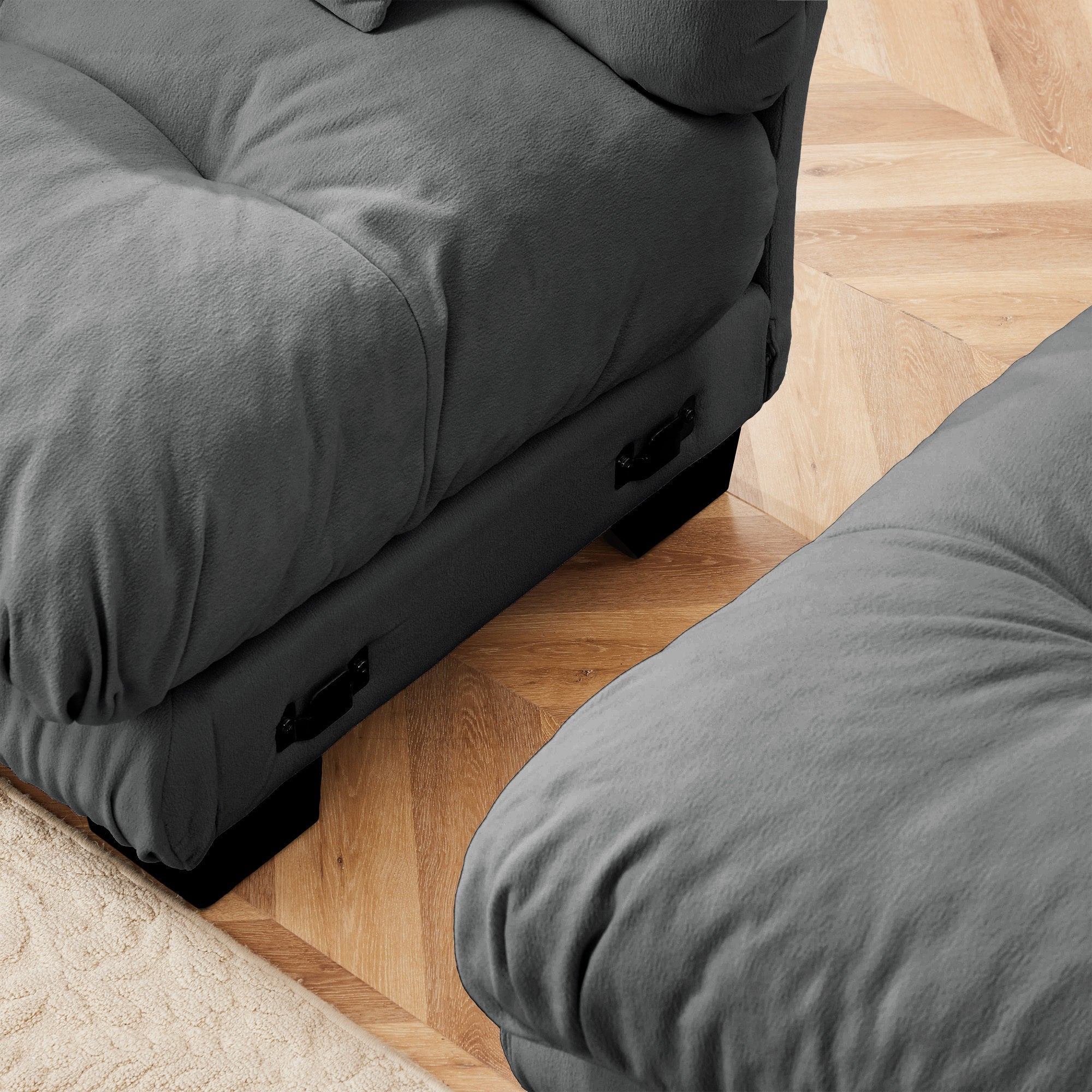 Free Combination Modular Sectional Sofa,U Shaped Couch for Living Room, 4-Seater Comfy Cloud Couch with 2 Ottomans, Chenille Gray