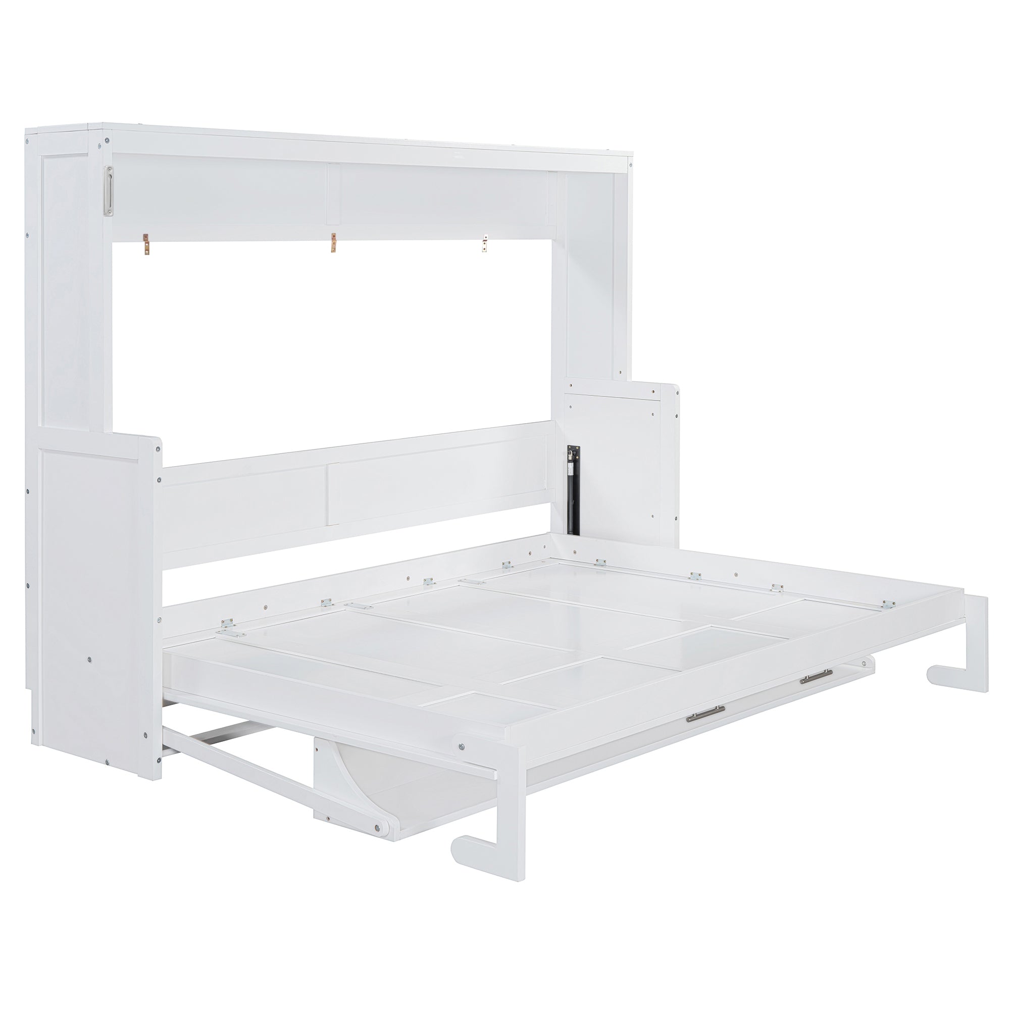 Queen Size Murphy Bed with Hydraulic Lift & Desk Design, White(OLD SKU: N820S00033K)