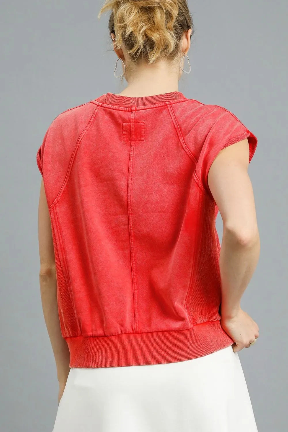 Umgee Round Neck Cap Sleeve Sweatshirt