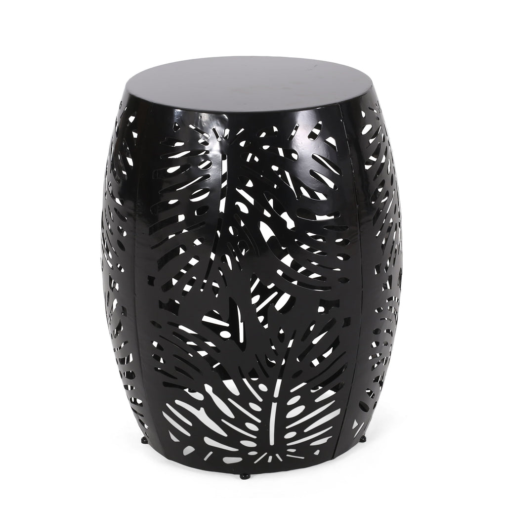 Modern Metal End Table - Large Decorative Accent Table Black Iron 16.50' x 16.50' x 20.50'