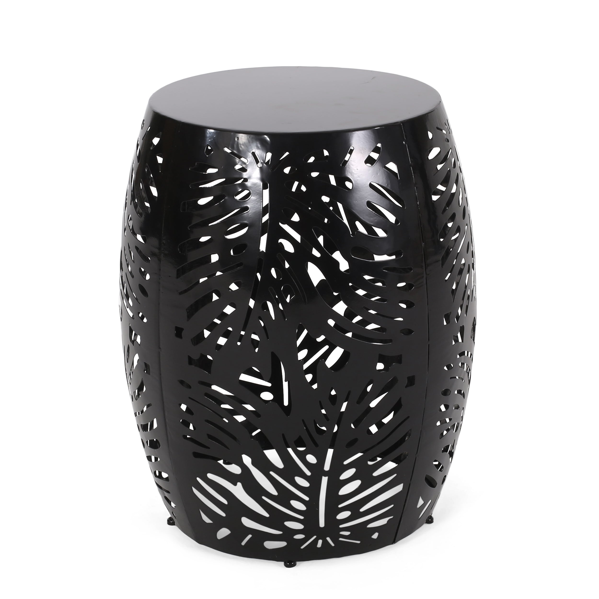 Modern Metal End Table - Large Decorative Accent Table Black Iron 16.50' x 16.50' x 20.50'