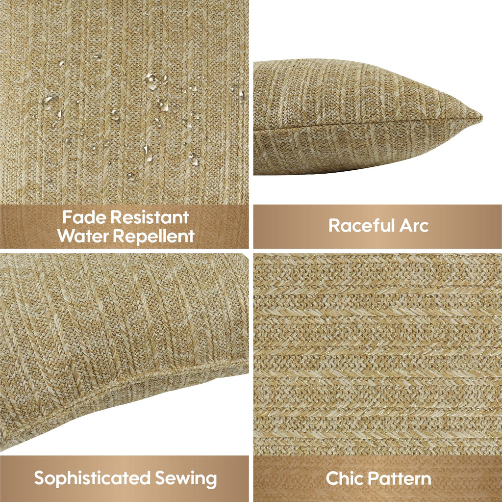Outdoor/Indoor Throw Pillows, Decorative Throw Pillows with Inserts, Simulated Straw Weaving 18'x18' Square Pillows for Bed, Couch, Sofa and Patio Furniture (Set of 2)
