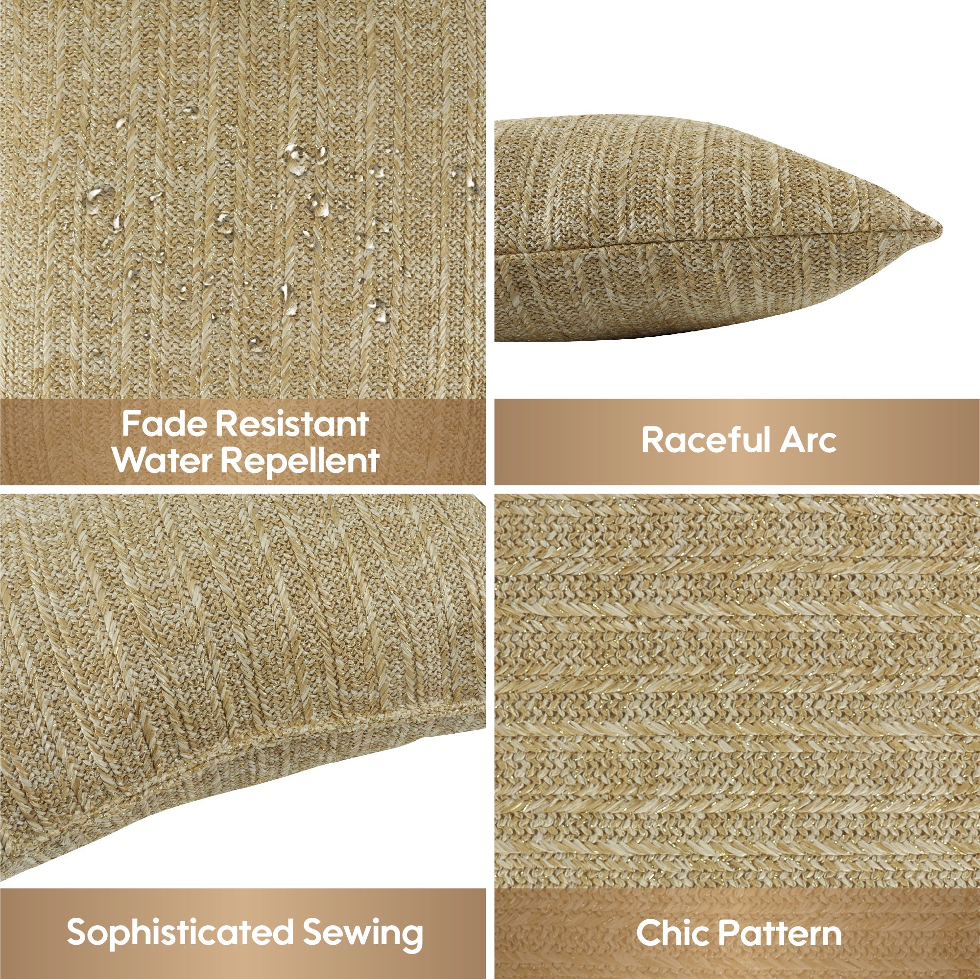 Outdoor/Indoor Throw Pillows, Decorative Throw Pillows with Inserts, Simulated Straw Weaving 18'x18' Square Pillows for Bed, Couch, Sofa and Patio Furniture (Set of 2)