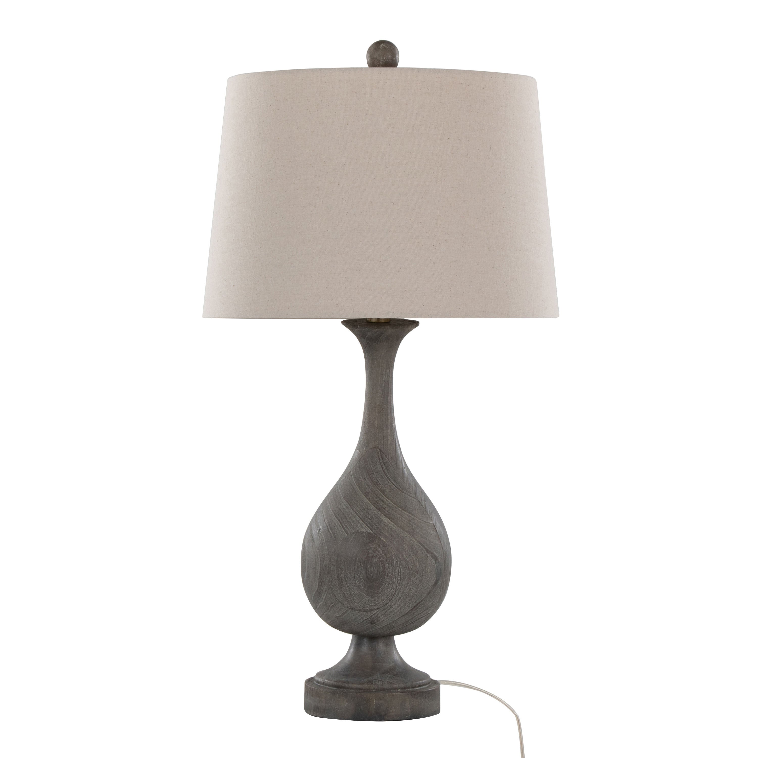 Cipolla Poly 29' Farmhouse Polyresin Table Lamp in Acid Griffin Wood Polyresin, Antique Soft Brass and Natural Linen Shade from Grandview Gallery by LumiSource - Set of 2