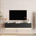 Floating TV Stand Wall Mounted with 16 Color LEDs,69' Modern TV Stand, Floating TV Cabinet Entertainment Center for 55 60 65 Inch TV,Black