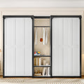 Twin and Twin Murphy Bed, Metal Foldable Murphy Bed with Wardrobe, Shelves and Power Outlets, 2 in 1 Design, Space-saving, White