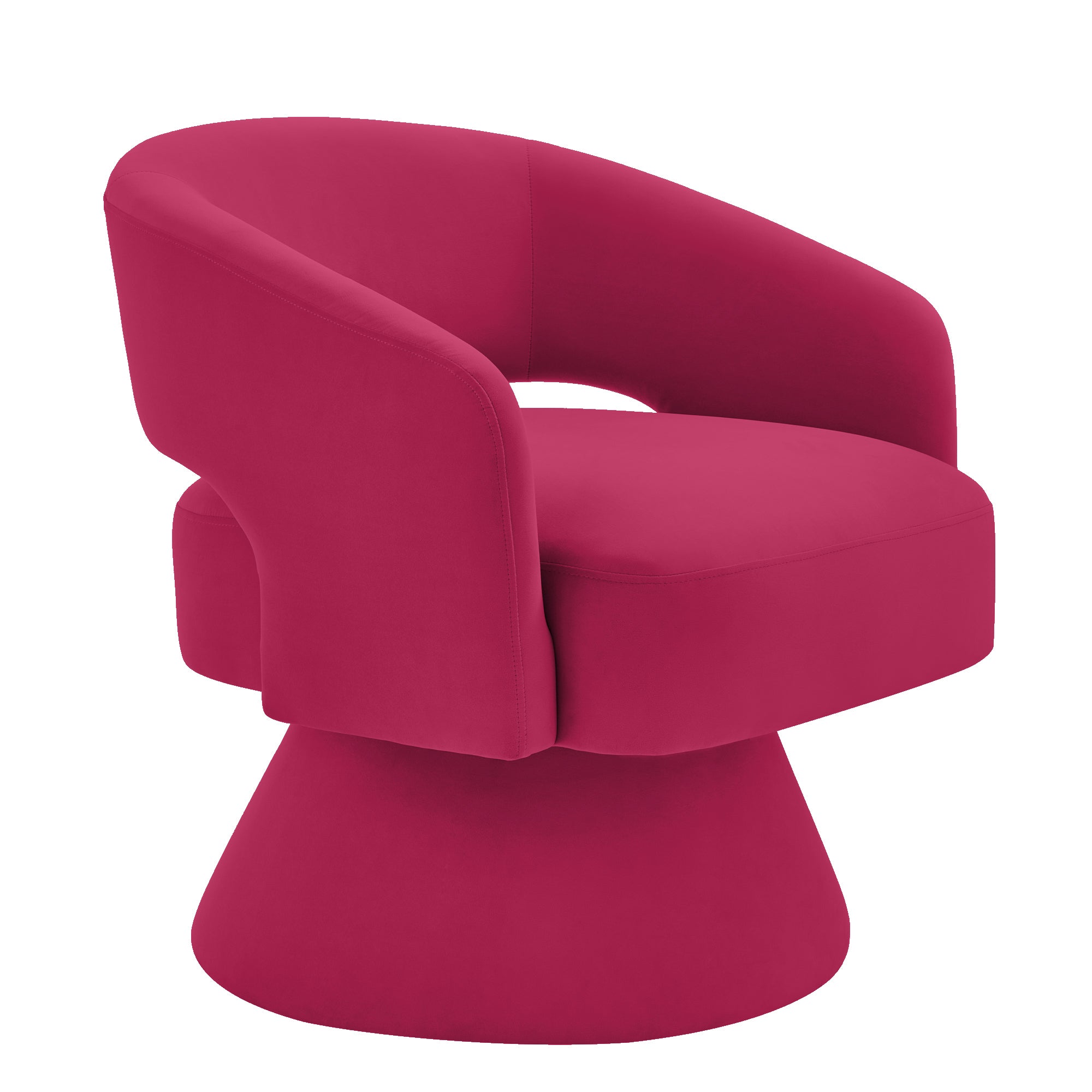 Modern Swivel Barrel Chair, Upholstered Velvet Round  Accent Chairs,360 Degree Comfy Swivel Chair with Open Backrest, Single Chair Armchair for Living Room Bedroom, Homerest, Rose Pink