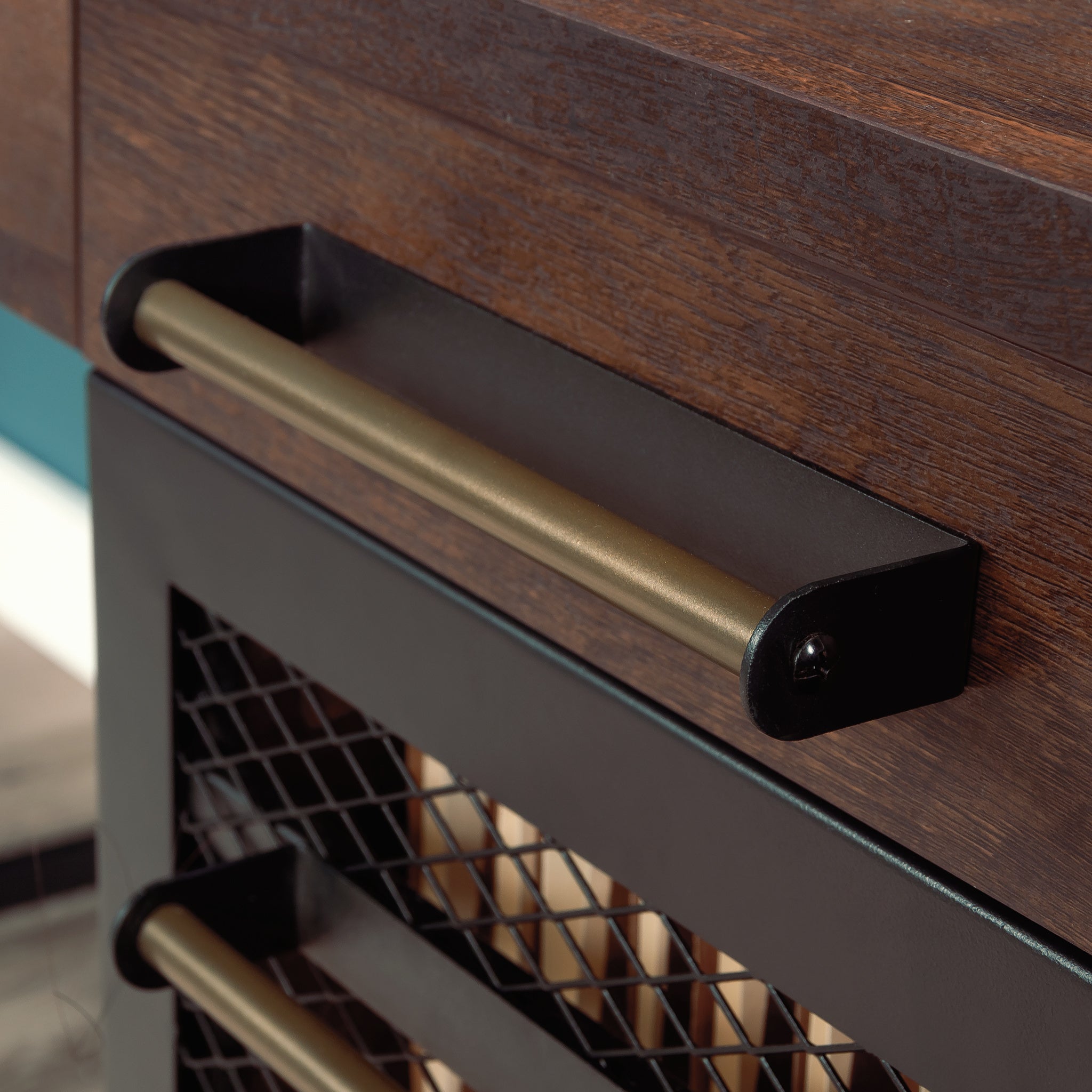 Desk With Hutch, Brown finish