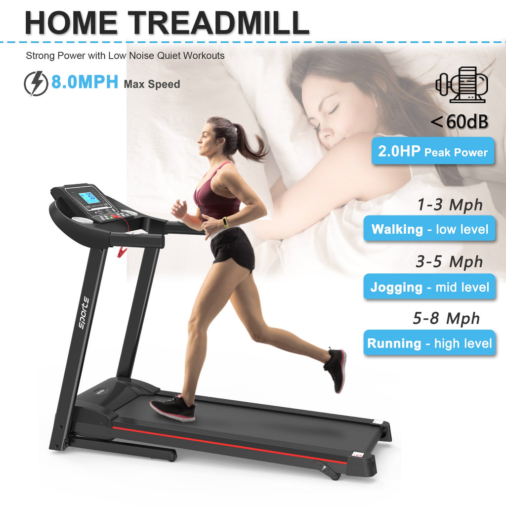 Fitshow App Home Foldable Treadmill with Incline, Folding Treadmill for Home Workout, Electric Walking Running Treadmill Machine 5' LCD Screen 250 LB Capacity Bluetooth Music