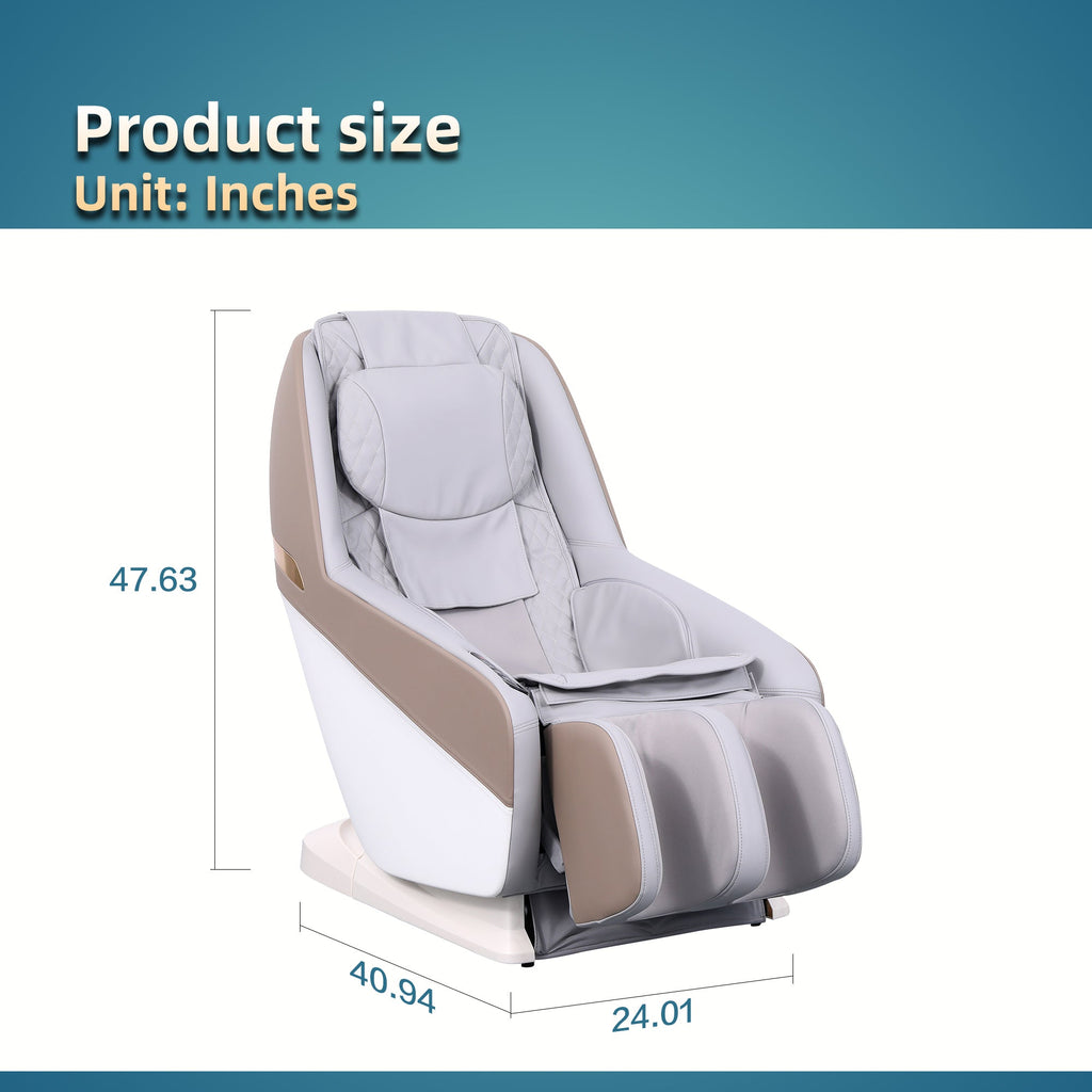 Full Body Grey Massage Chair with Auto Modes, Zero Gravity Shiatsu Massage Chair, Airbag Massage, ABS+Steel Frame, 47.6 x 24.0 x 28.5 inches