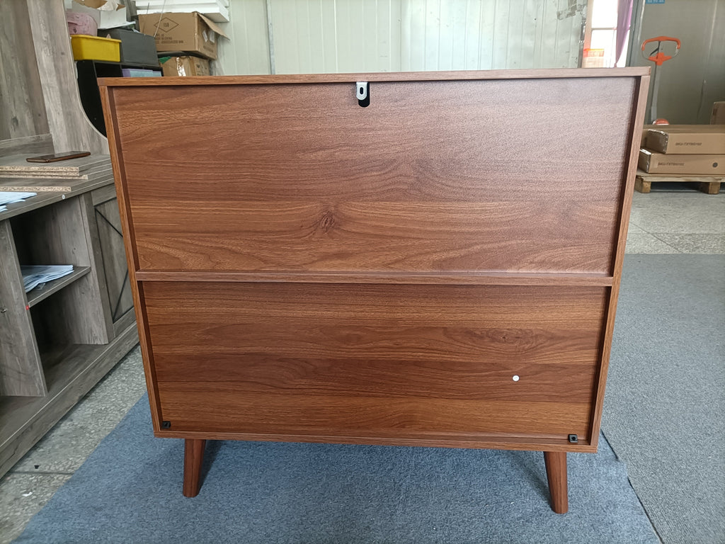 Farmhouse Style Sideboard Buffet Cabinet with Storage, Walnut Wood Coffee Bar Cabinet, 31.5' W