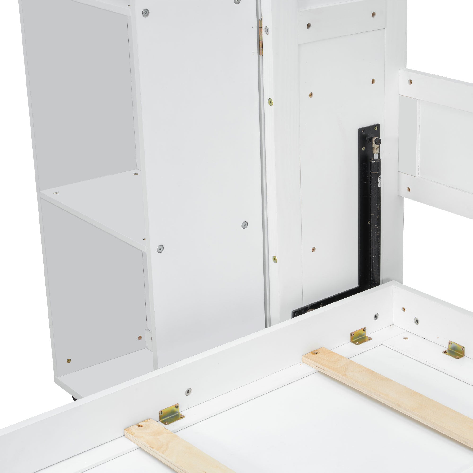 Queen Murphy Bed Wall Bed with Storage Doors, White