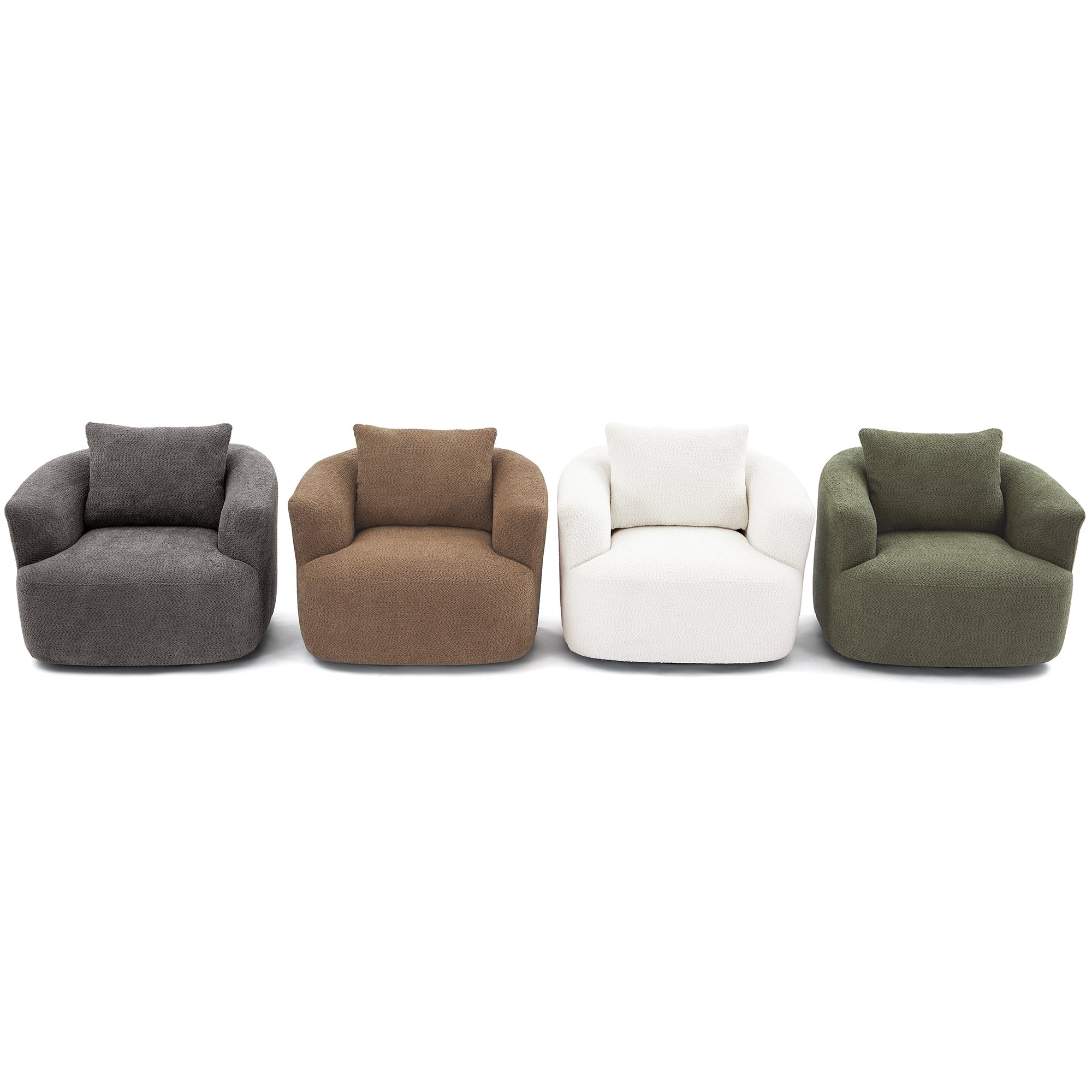 Chenille Upholstered 360° Swivel Chair with Throw Pillow, Dark Brown, 38.2' Accent Chair Sofa for Living Room and Office