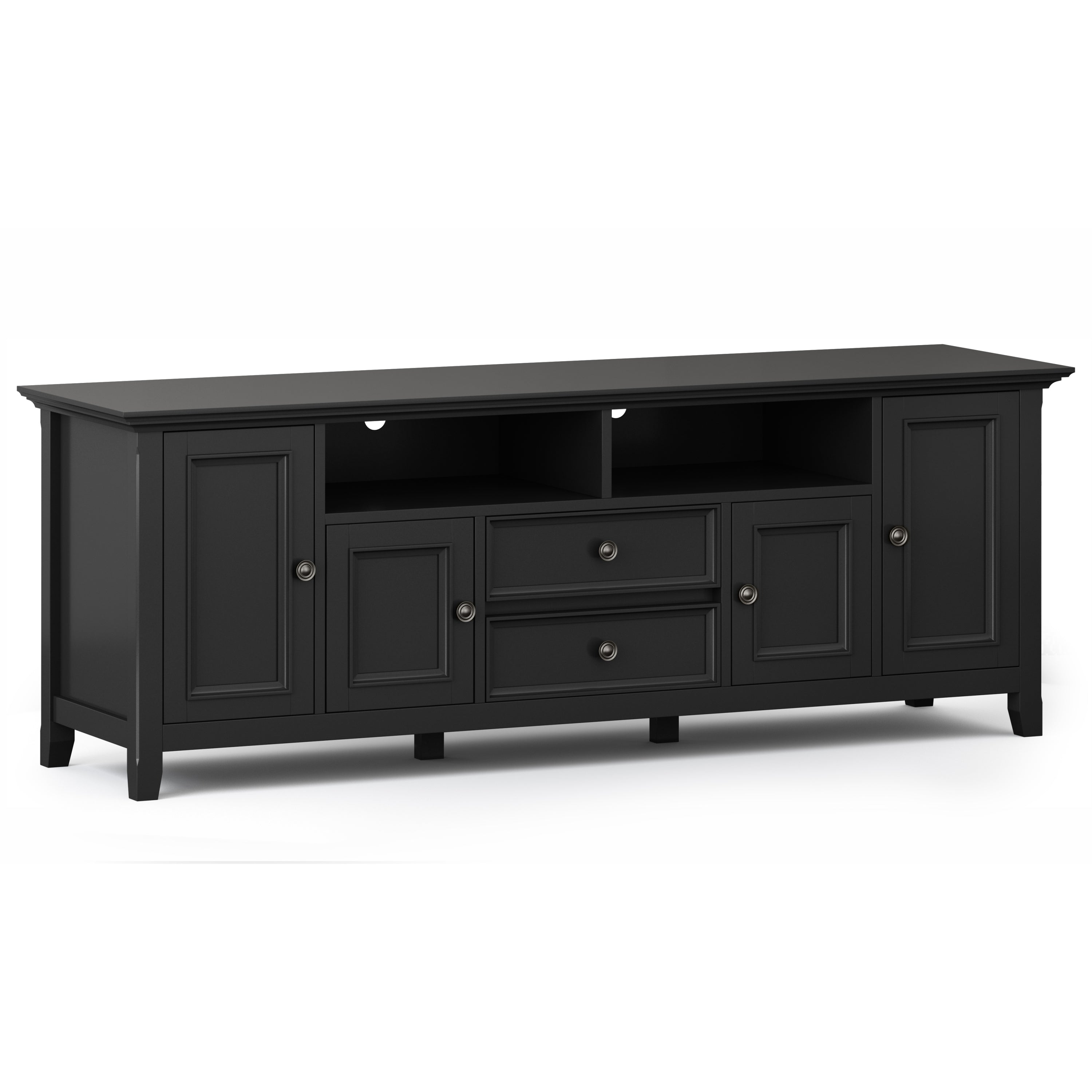 Amherst 72 inch Solid Wood TV Media Stand in Black