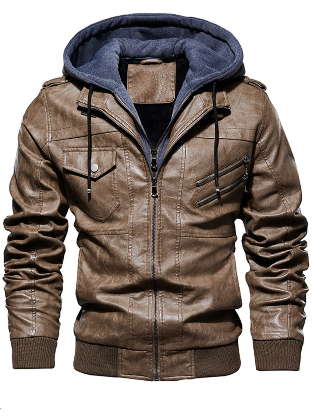 Zip Up Drawstring Hooded Jacket