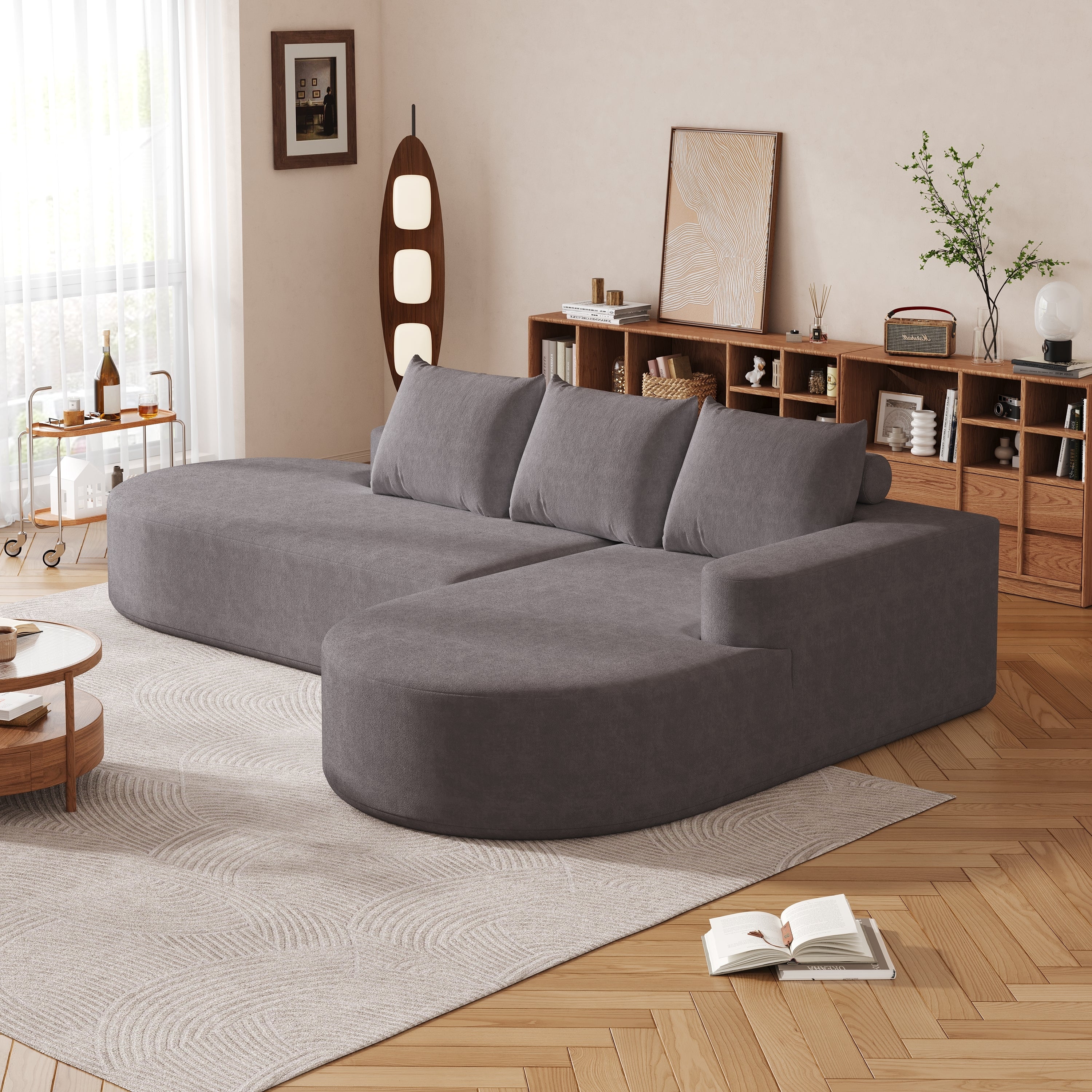 Modern Curved sofa ,Chenille Upholstered Sectional Sofa Couch Set,Modular 108.5' L Shaped Sectional Living Room Sofa Set With 3 Pillows,Free Combination Sofa Couch for Living Room,Bedroom