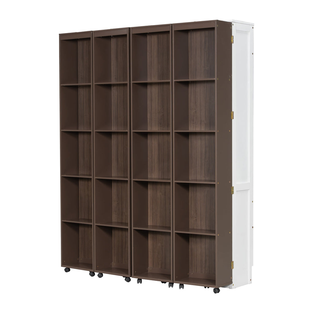 Queen Murphy Bed Wall Bed with Storage Doors, Espresso