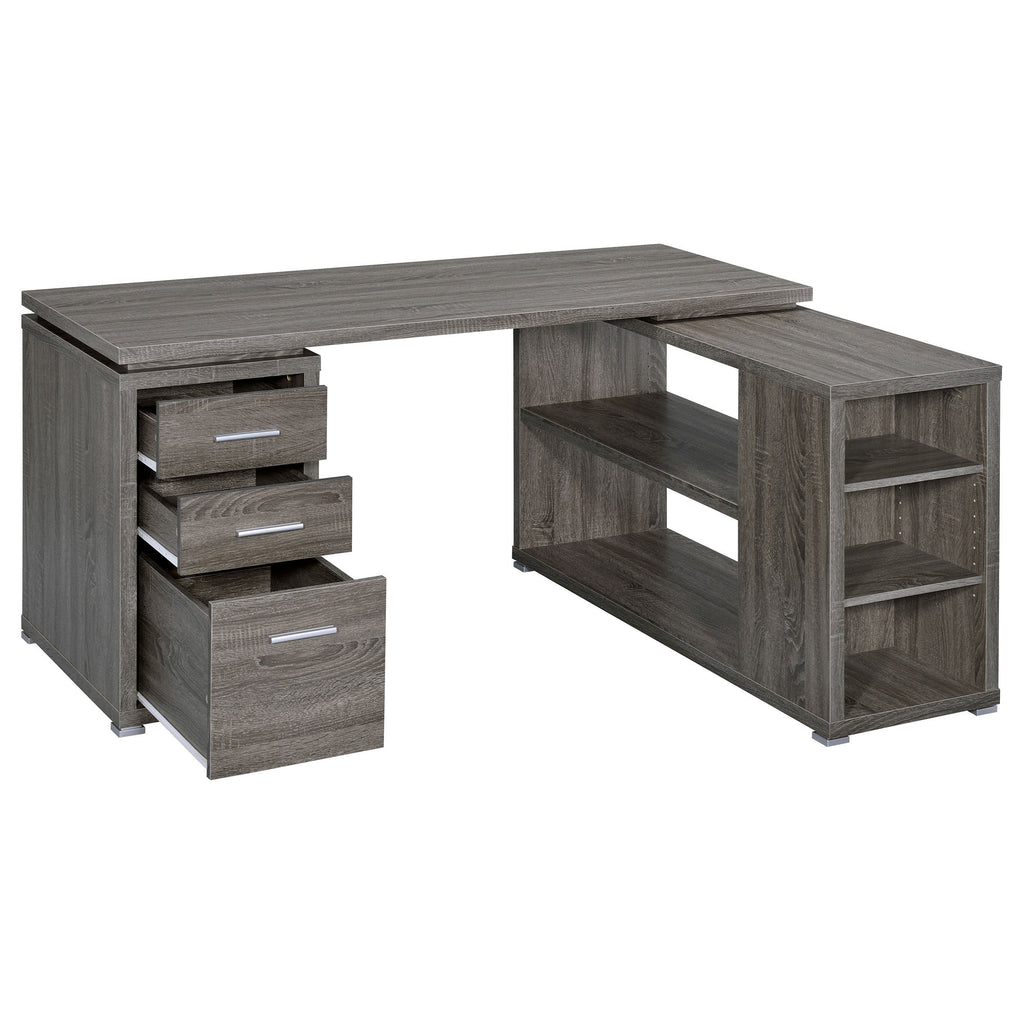 Tona Weathered Grey 3-Drawer L-shape Desk