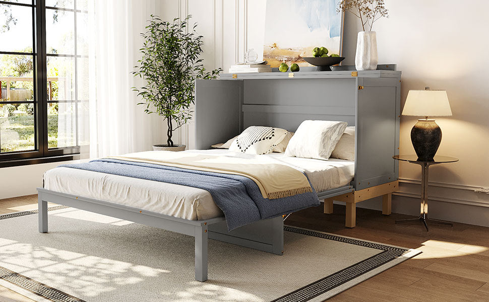Queen Size Murphy Bed, Gray