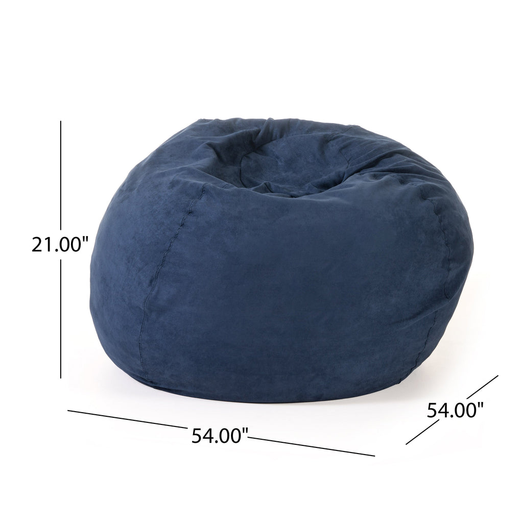 5-Foot Comfortable High-Density Shredded Foam Bean Bag Chair for Kids and Adults, with Removable Microsuede Cover, Ideal Reading and Bedroom Floor Lounge, Midnight Blue