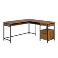L-Shaped Desk, Brown finish