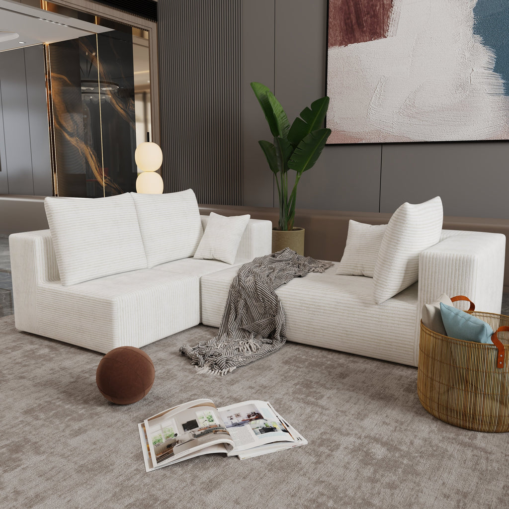 Corner combination sofa, sectional sofa ,couch sofa,sofa bed, made of high-density sponge and soft plush fabric, with multiple combinations available(beige)