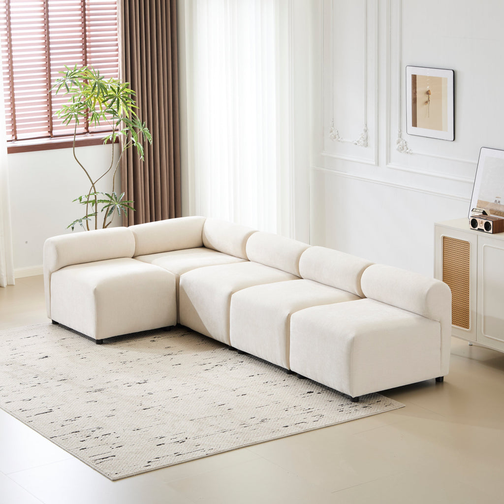 Evelyn 109 in.5-Piece L Shaped Modular Free Combination Sectional Sofa Couch for Living Rooms