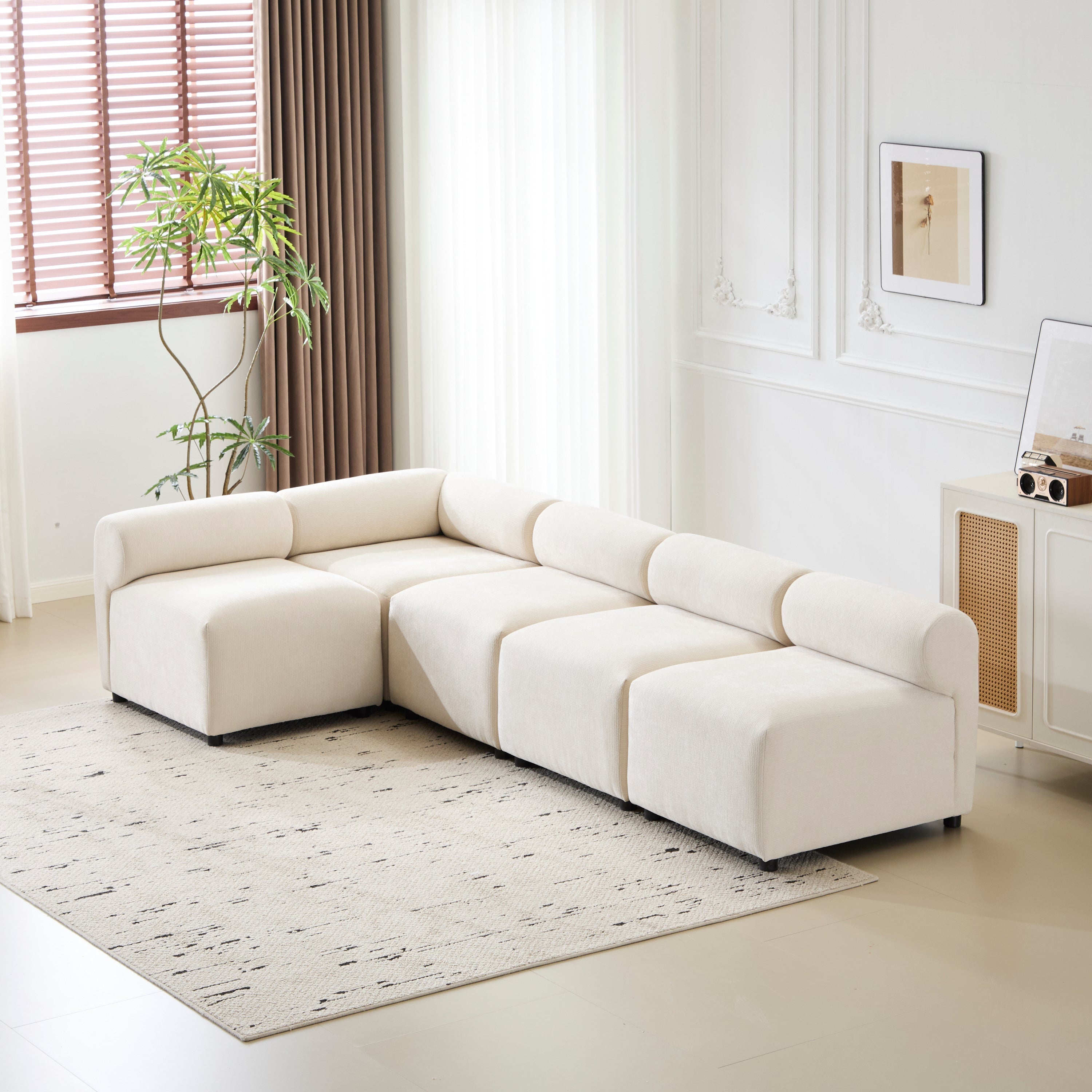 Evelyn 109 in.5-Piece L Shaped Modular Free Combination Sectional Sofa Couch for Living Rooms