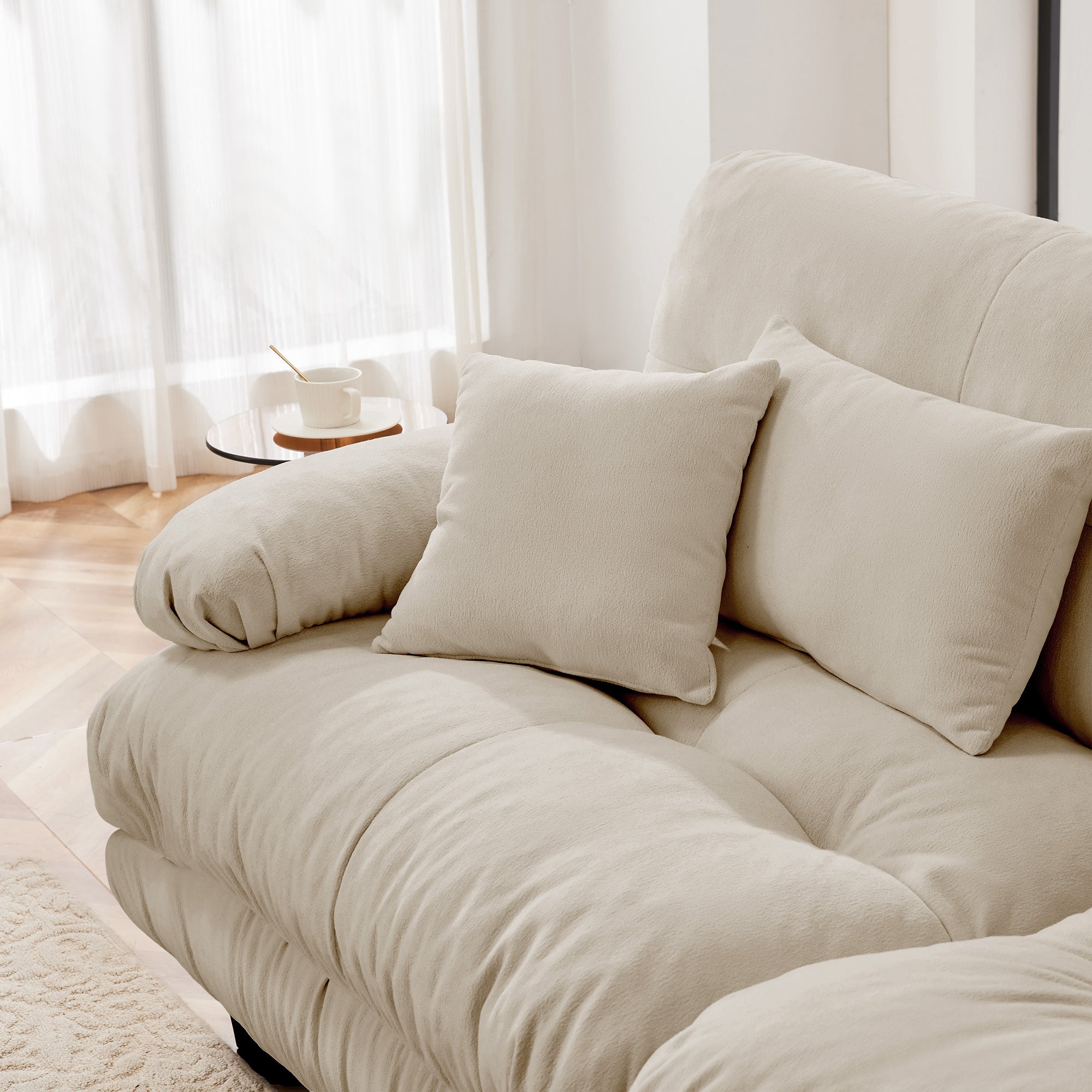 Free Combination Modular Sectional Sofa,U Shaped Couch for Living Room, 4-Seater Comfy Cloud Couch with 2 Ottomans, Chenille Light coffee