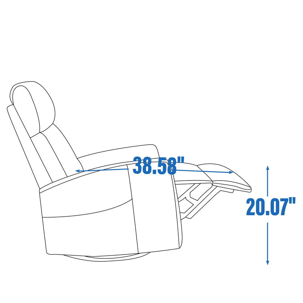 Heat Massage Manual Recliner Chair with Rocker and Swivel in Fabric for Living Room, Brown