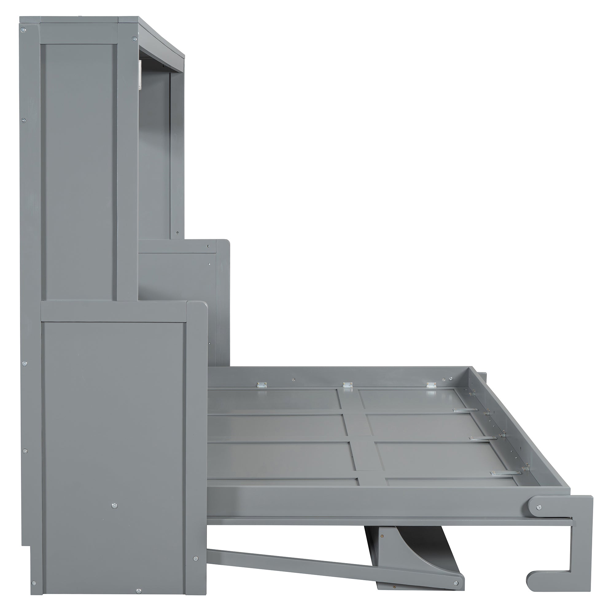 Queen Size Murphy Bed with Hydraulic Lift & Desk Design, Gray(OLD SKU: N820S00033E)