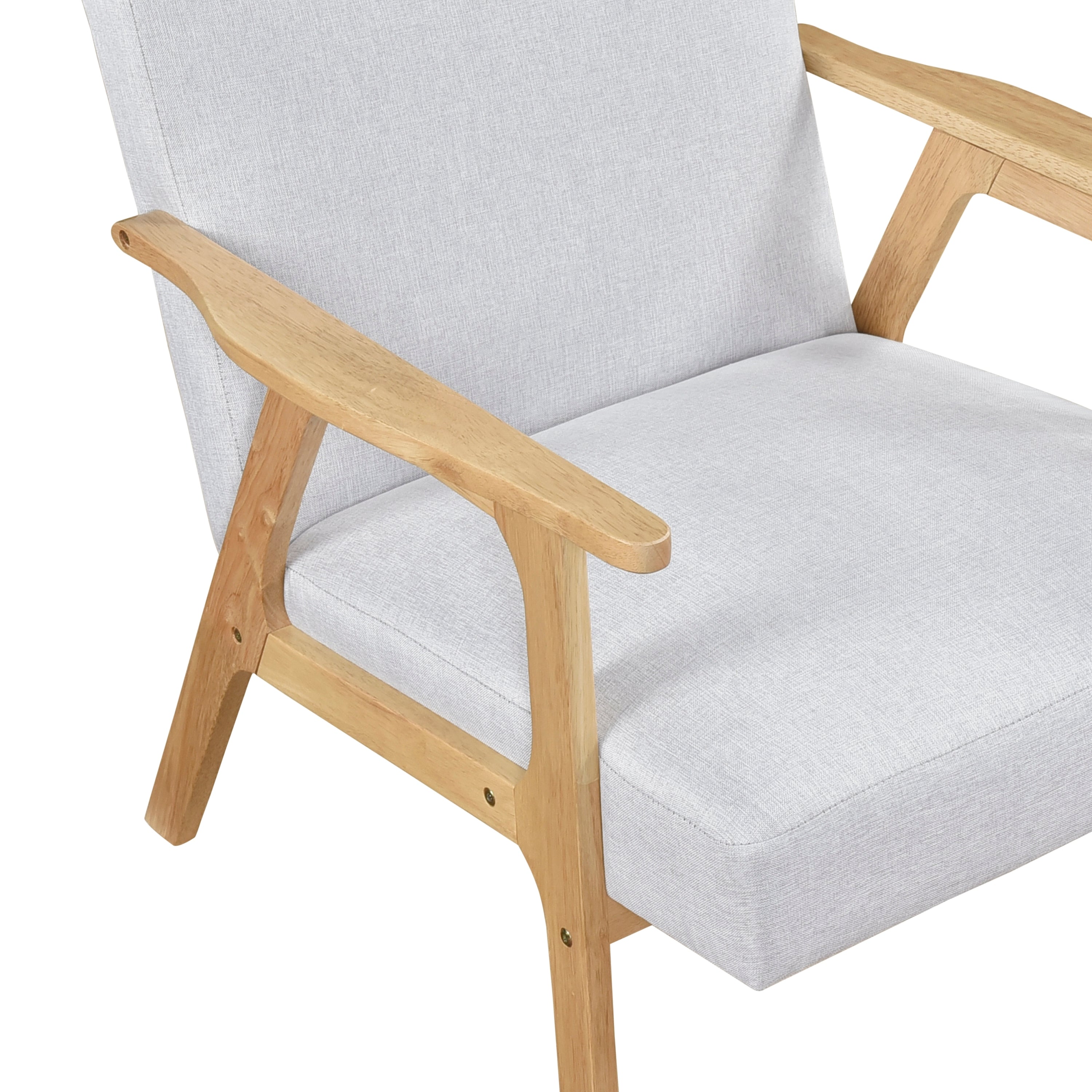 Modern Home Furniture Gray Fabric Upholstery 1pc Accent Chair Solid Rubberwood Natural Finish Contemporary Cushion Seat