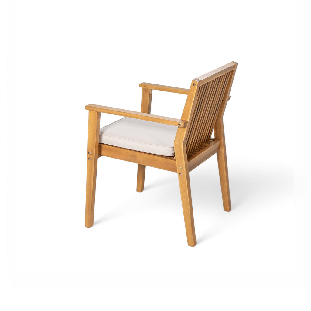 Durable 7 - Piece Patio Furniture Set Acacia Wood Table and 6 Heavy-Duty Cushioned Chairs, Natural