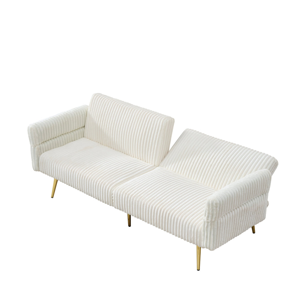 Corduroy Foldable Double Sofa Bed with Folding Armrests for Living Rooms and Small Spaces, 79 Inch