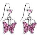 Perfect Pink Crystal Fluttering Butterfly Drop Earrings